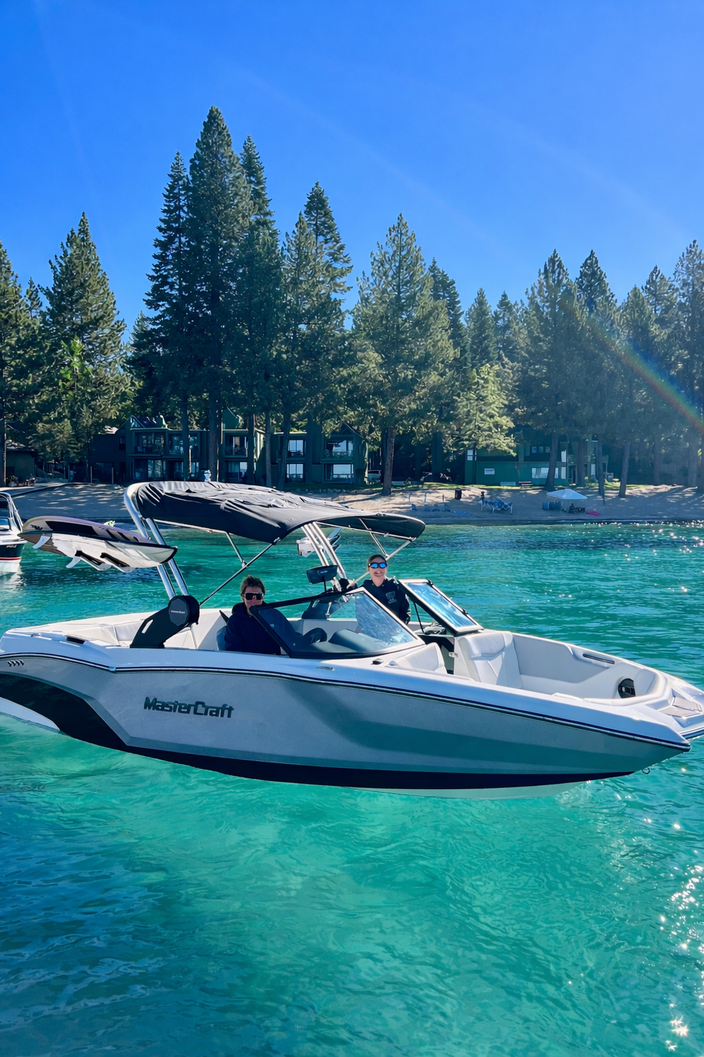 Boxcar Surf boat on Lake Tahoe