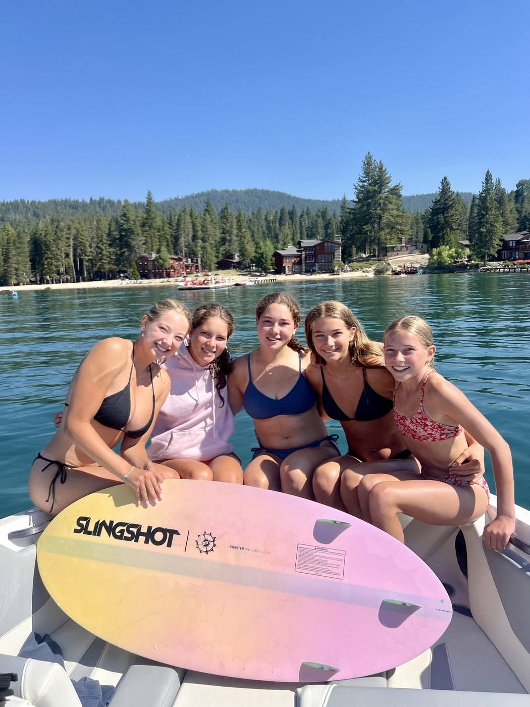 Friends enjoying Lake Tahoe on the boat