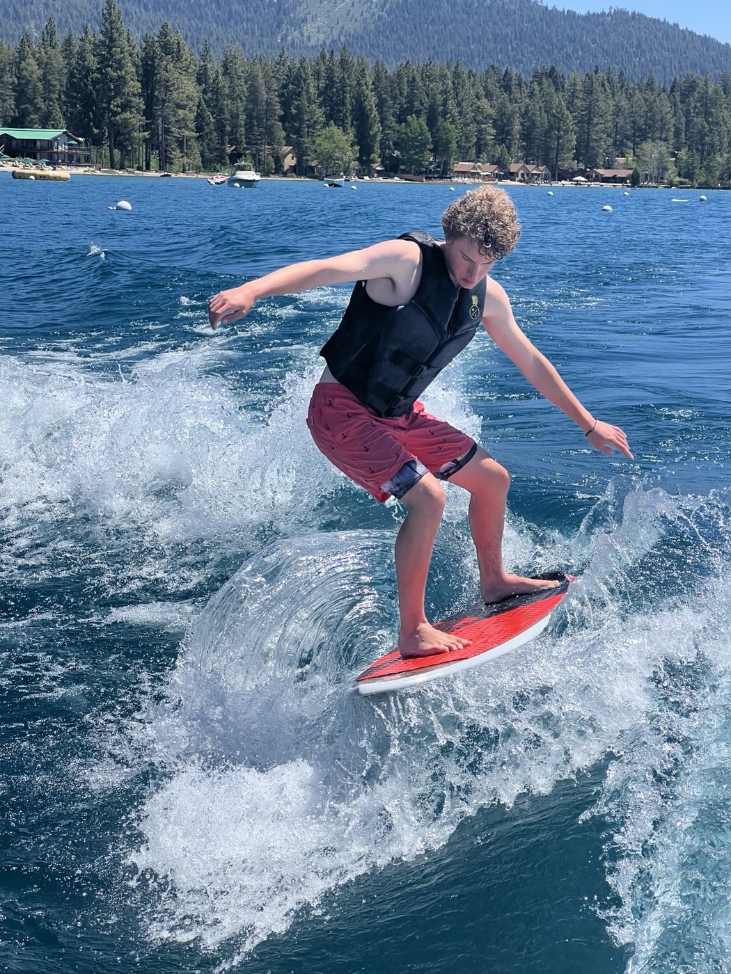 Wake surfing on Lake Tahoe