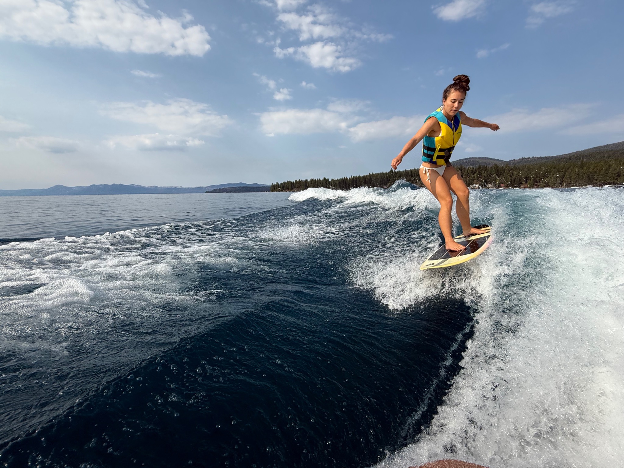 Wake surfing on Lake Tahoe